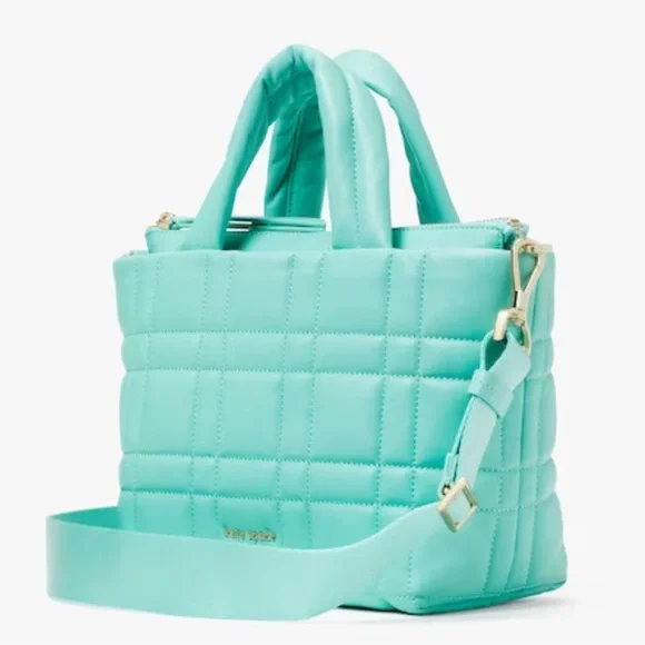 Kate Spade Softwhere Mini Tote in Summer Rain Quilted Leather Bag With Duster - Picture 4 of 11